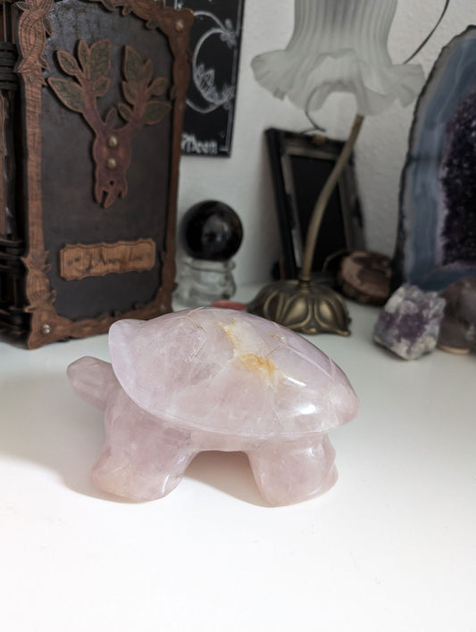 Tortue en quartz rose - Aurore Lune 