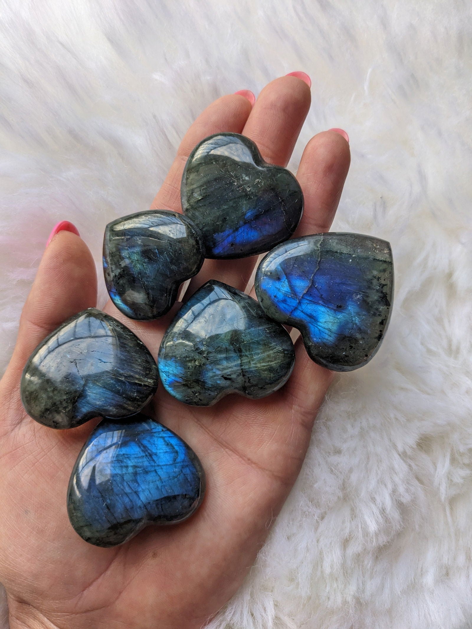 Un coeur labradorite reflets garantis - Aurore Lune 