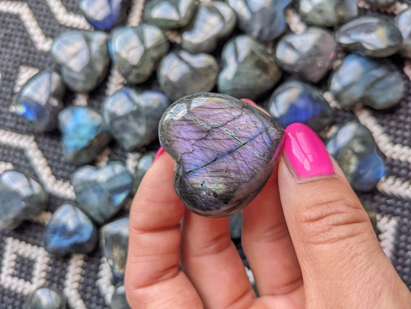 Un coeur labradorite reflets garantis - Aurore Lune 