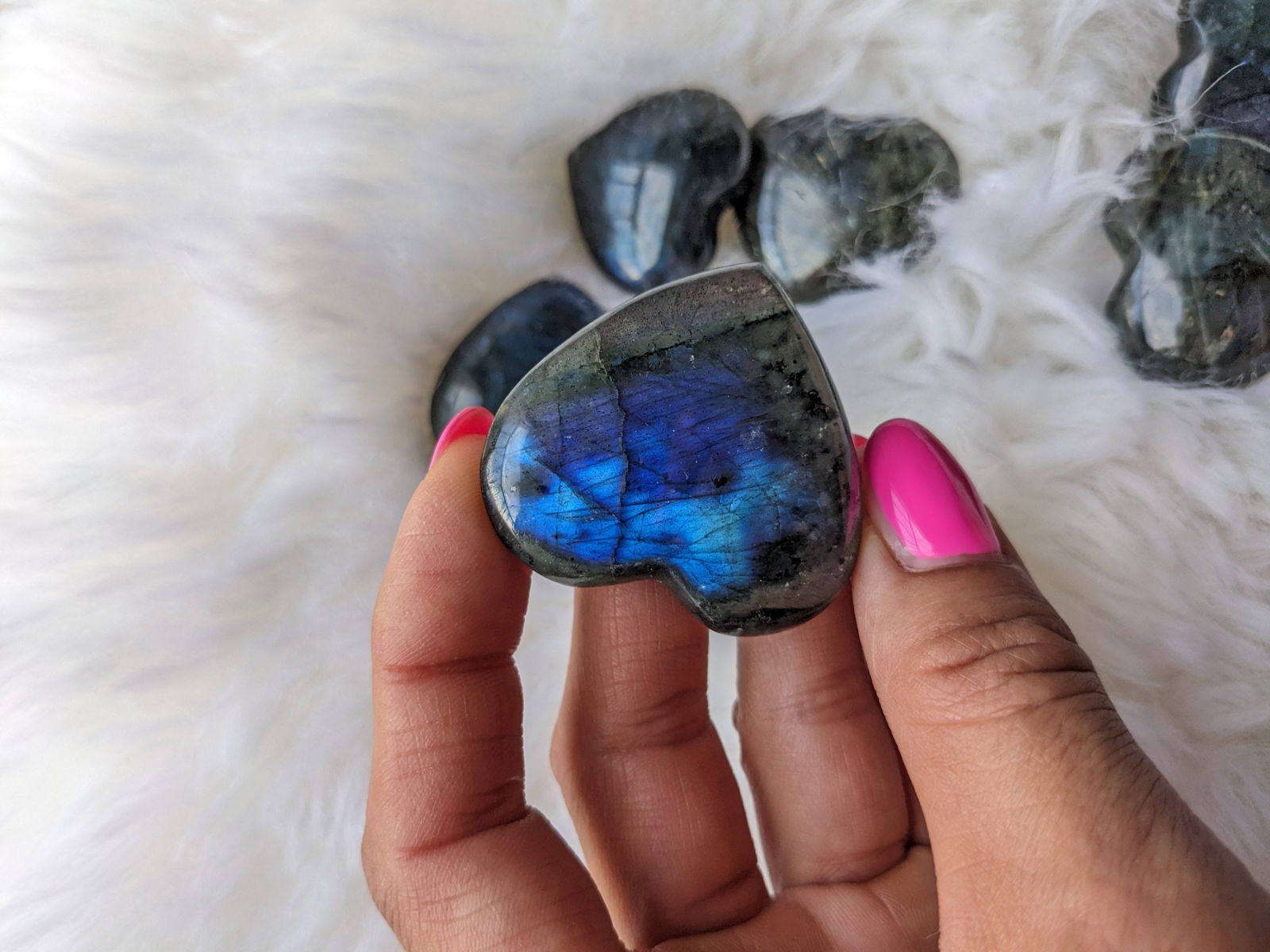 Un coeur labradorite reflets garantis - Aurore Lune 