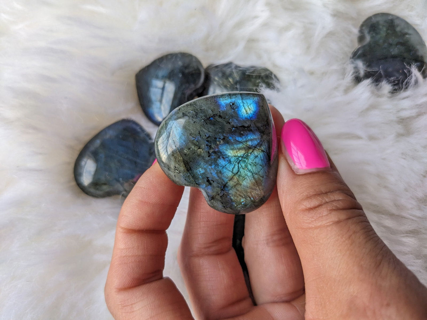 Un coeur labradorite reflets garantis - Aurore Lune 