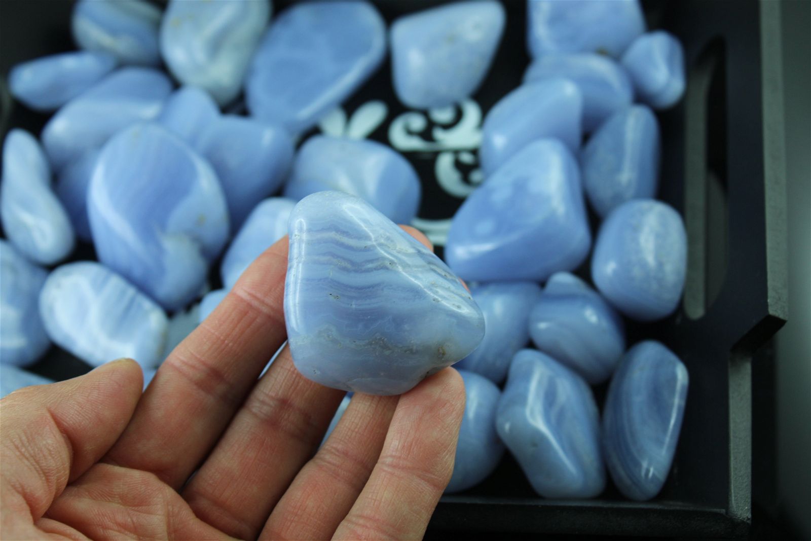 1 calcédoine bleue / agate dentelle - 3 tailles - Aurore Lune 