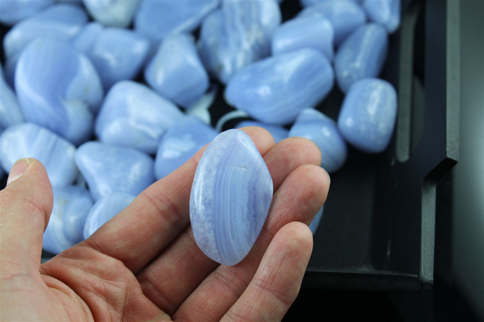 1 calcédoine bleue / agate dentelle - 3 tailles - Aurore Lune 