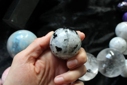 1 sphère labradorite blanche / pierre de lune arc en ciel - Aurore Lune 