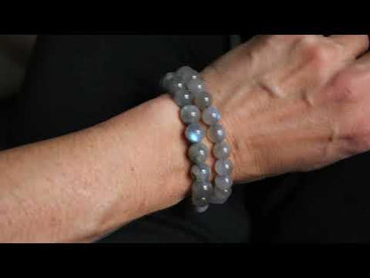 1 Bracelet élastiqué en labradorite 9 mm 16.5 cm