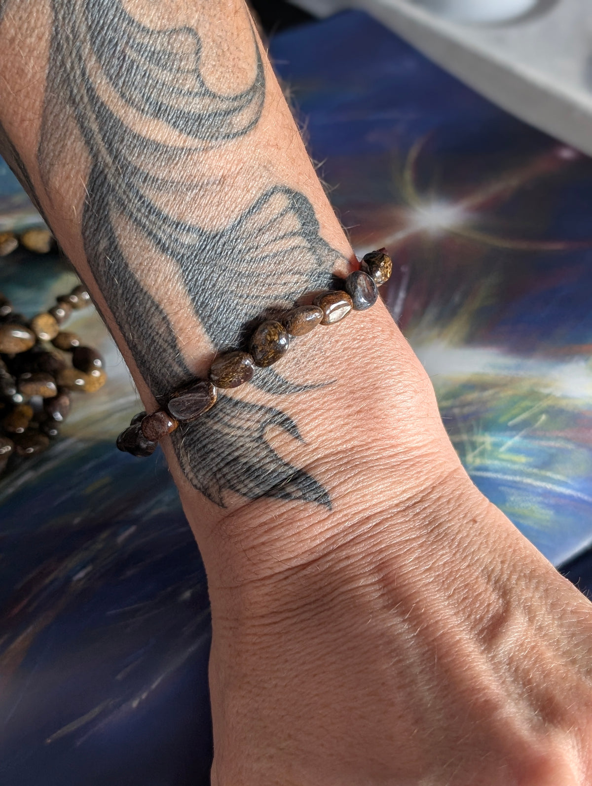 Bracelet en bronzite 17 cm baroque