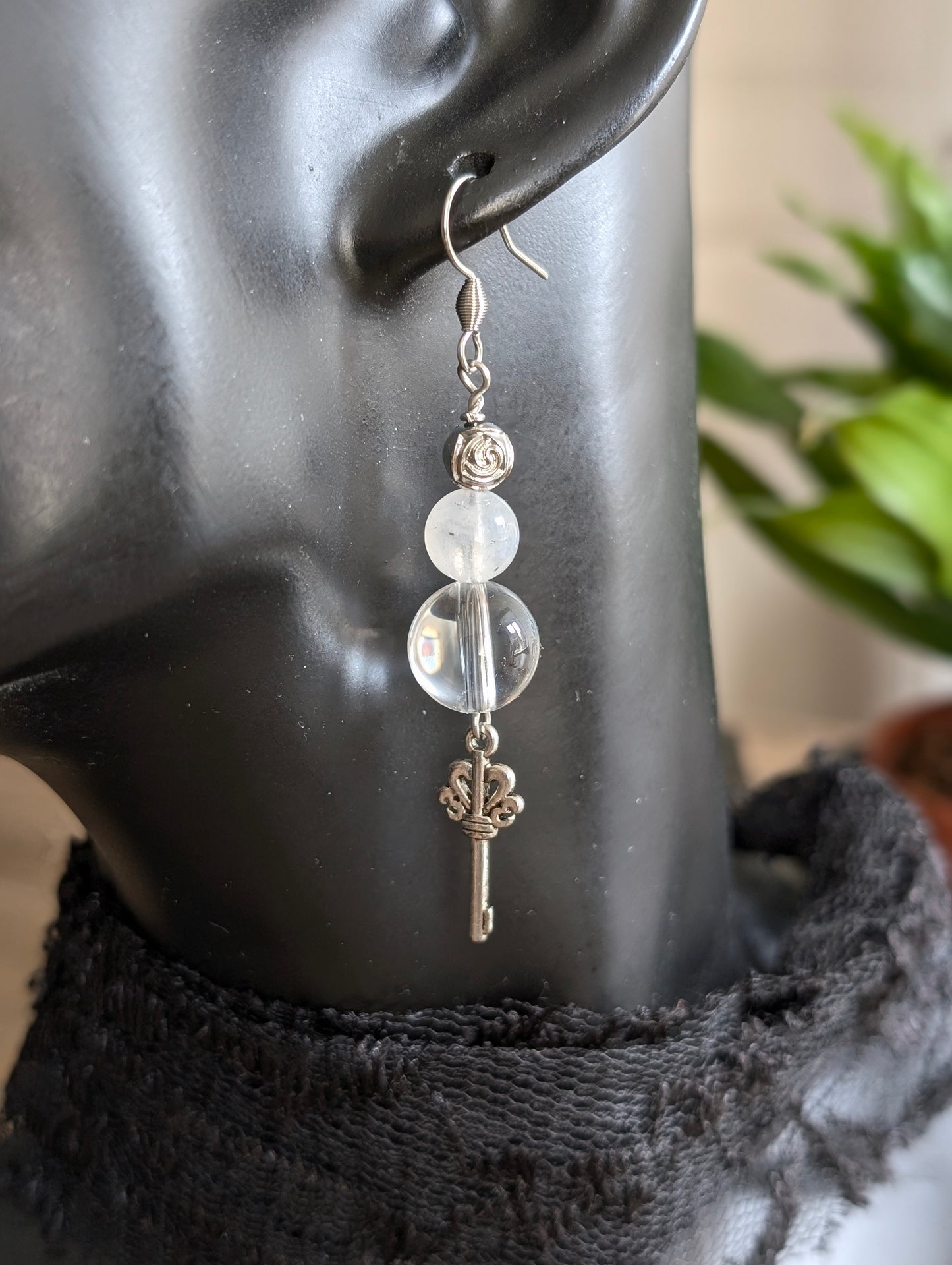Boucles d'oreilles labradorite blanche