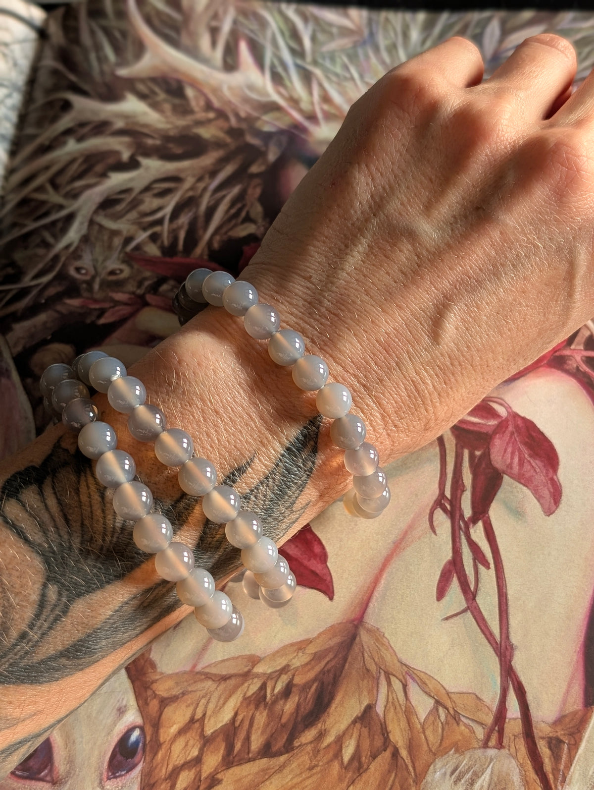 Bracelet agate grise 8mm Botswana 17 cm