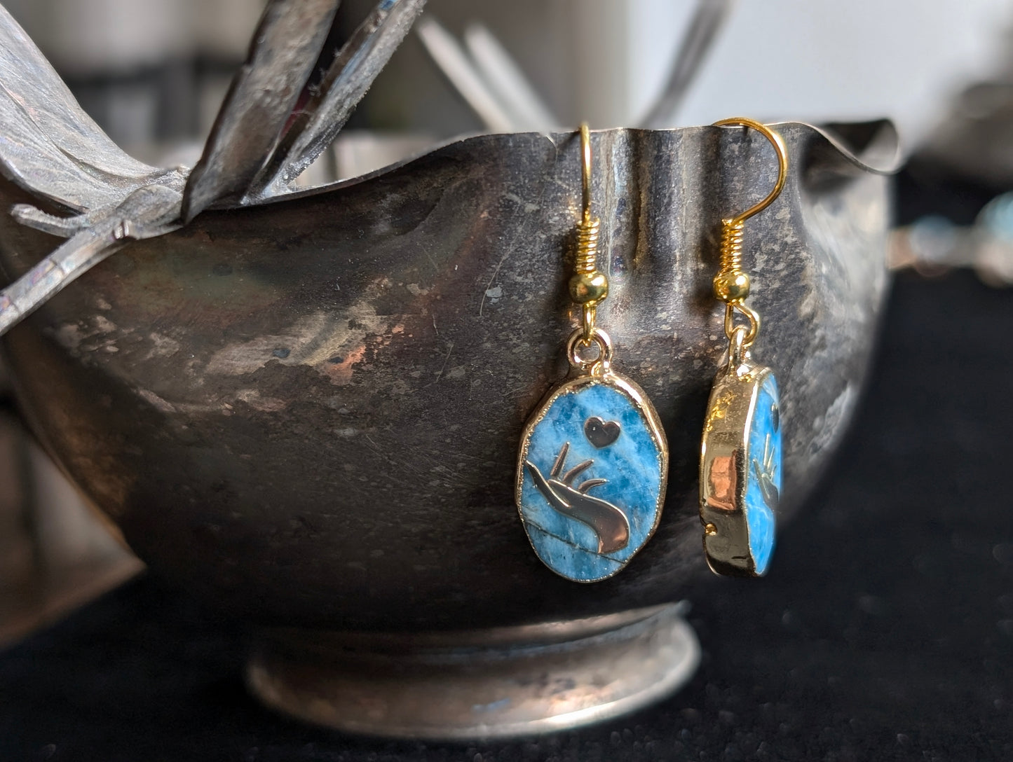 Boucles d'oreilles apatites bleues