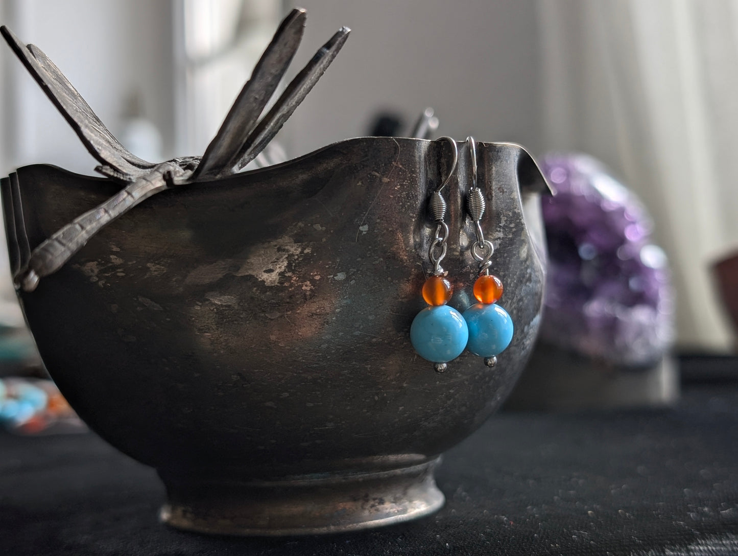Boucles d'oreilles fantaisie cornaline