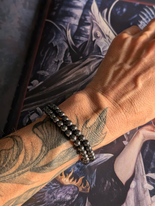 Bracelet homme ou femme hématite 6 mm 16 cm