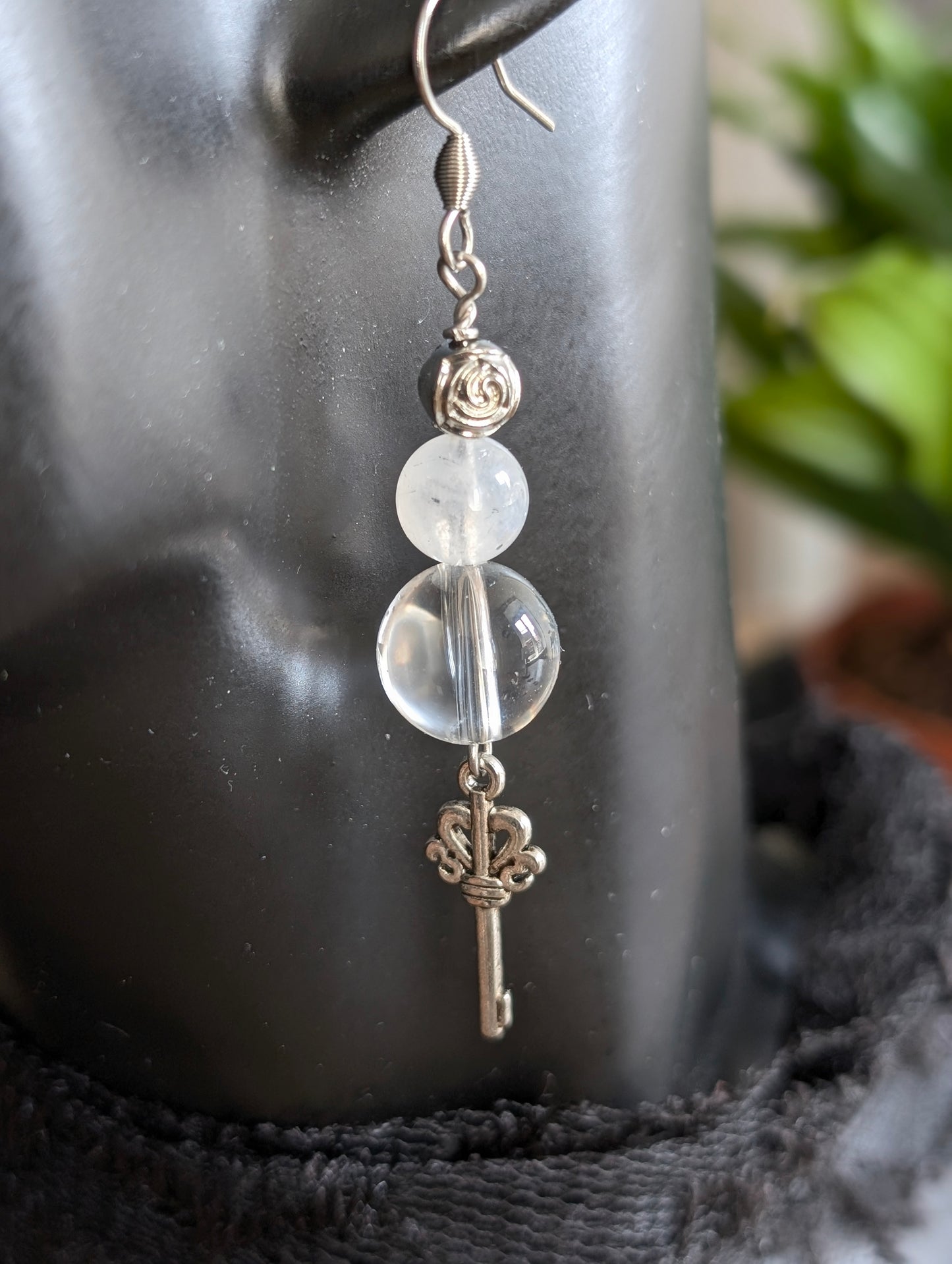 Boucles d'oreilles labradorite blanche