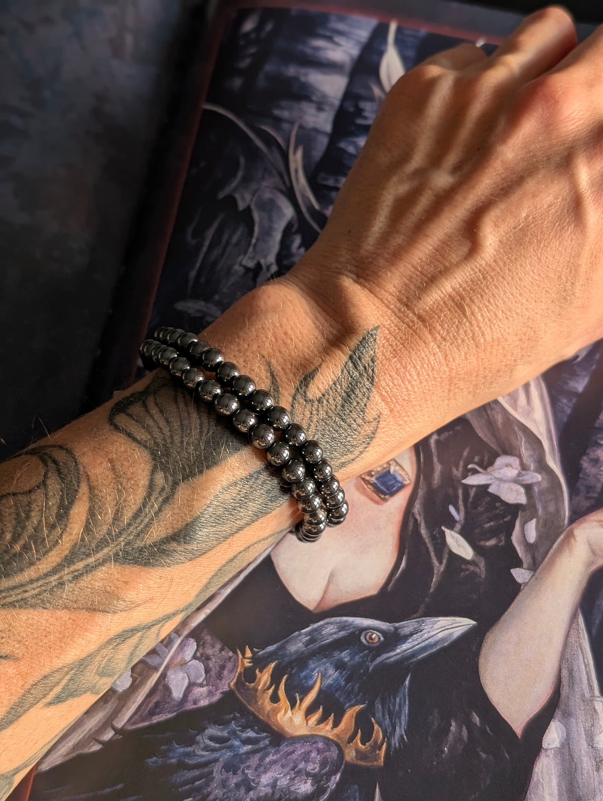 Bracelet homme ou femme hématite 4 mm 17 cm