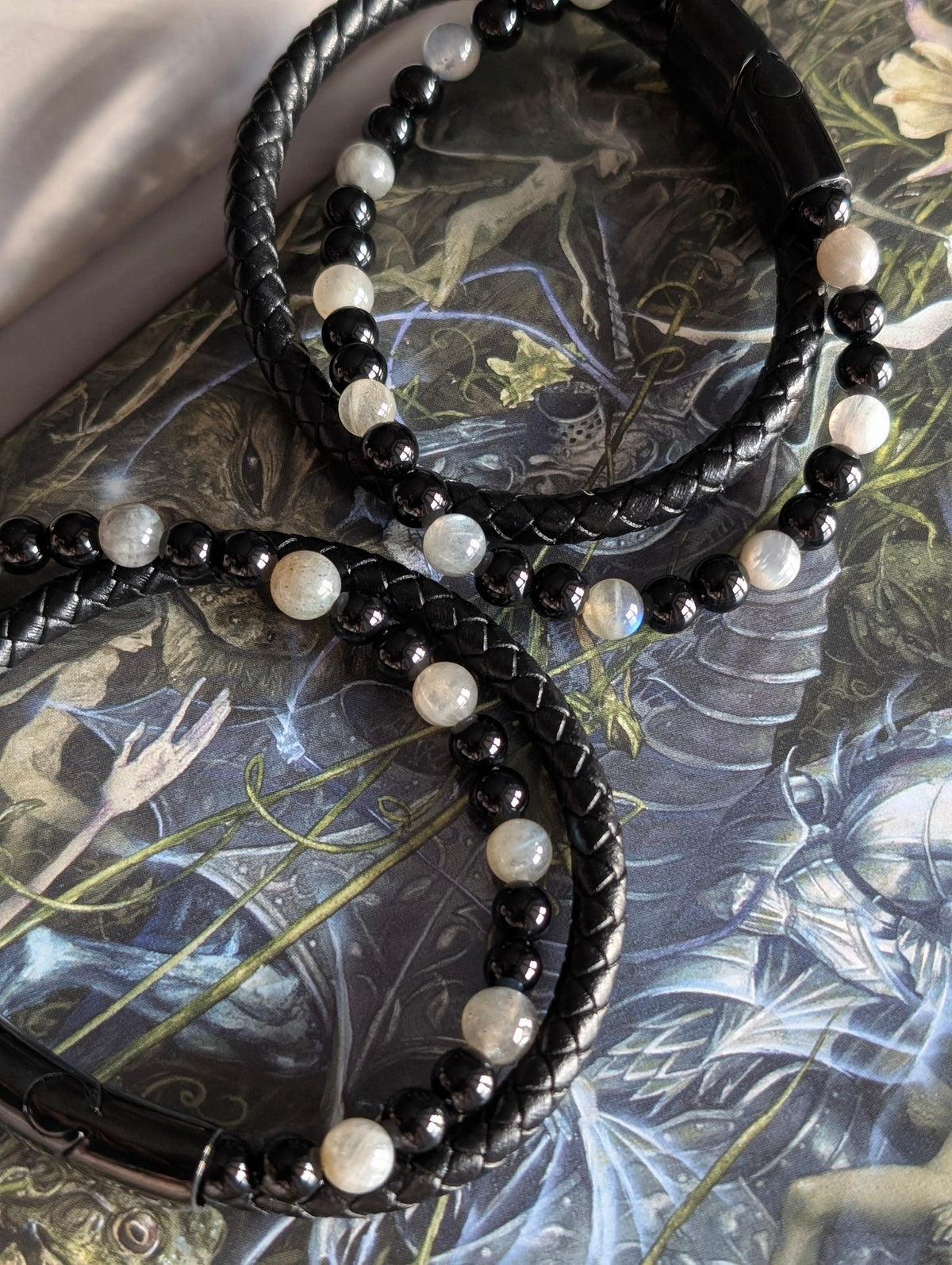 Bracelet inox 18 cm labradorite onyx