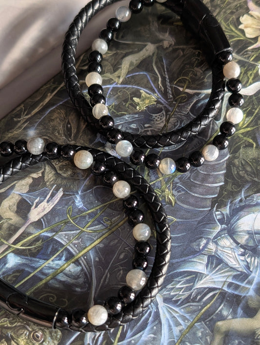 Bracelet inox 18 cm labradorite onyx
