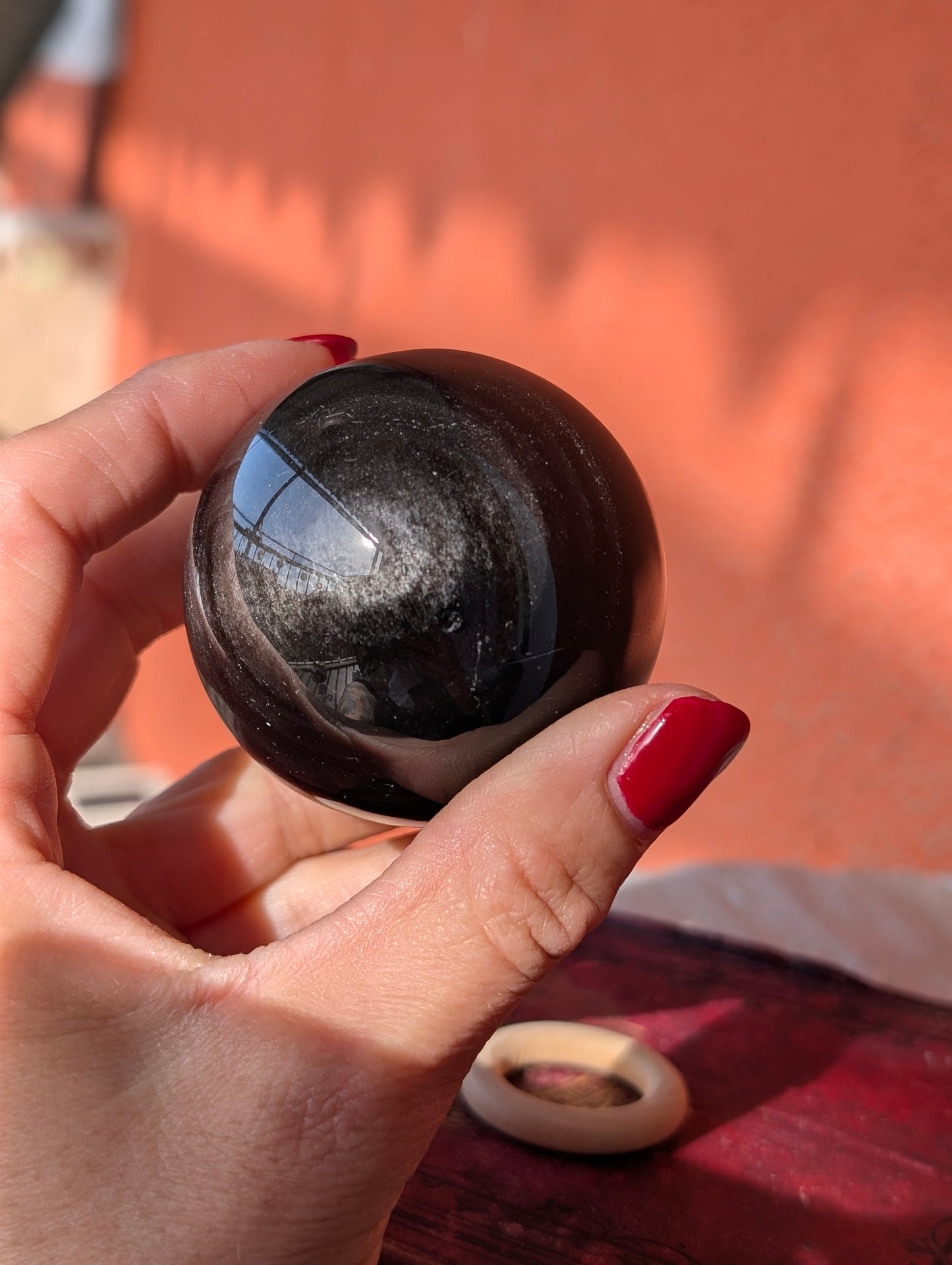 Sphère obsidienne argentée 5.6 cm