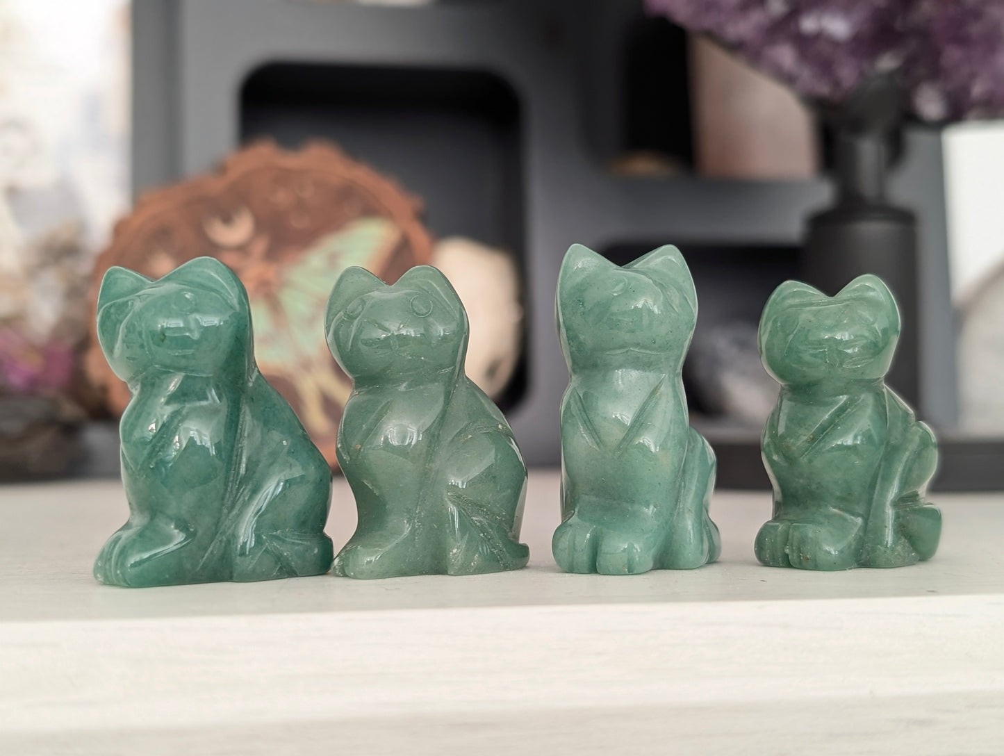 Chat en aventurine verte 4 cm
