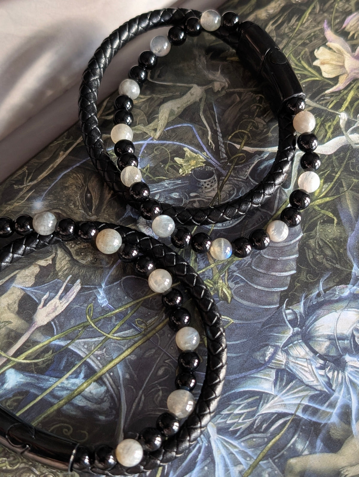 Bracelet inox 18 cm labradorite onyx