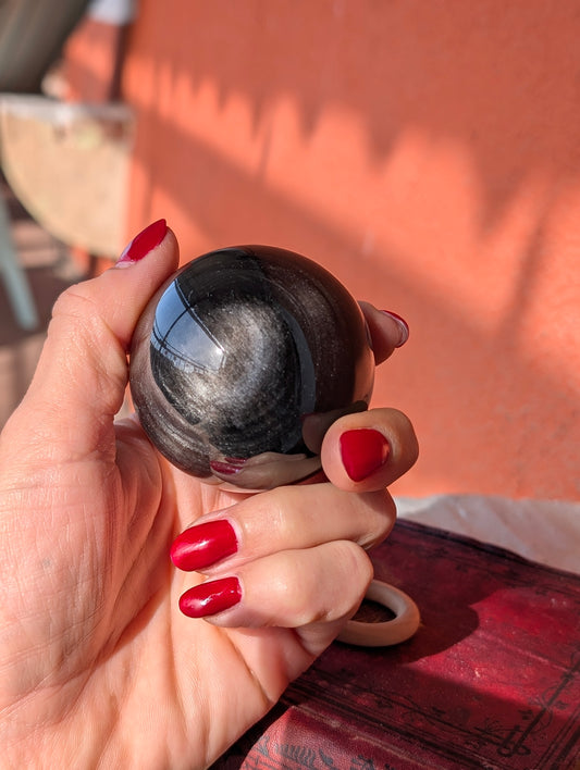 Sphère obsidienne argentée 5.6 cm