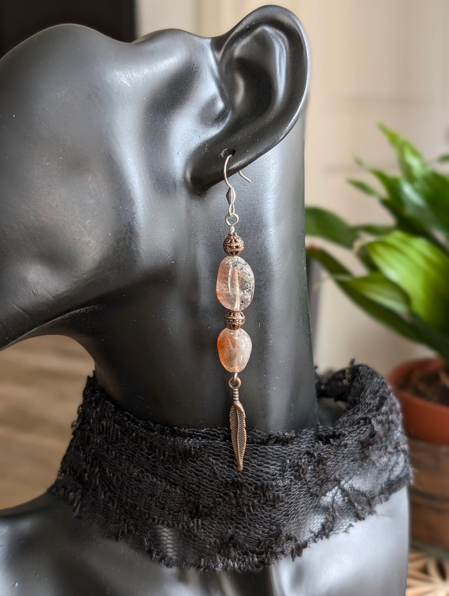 Boucles d'oreilles pierre de soleil