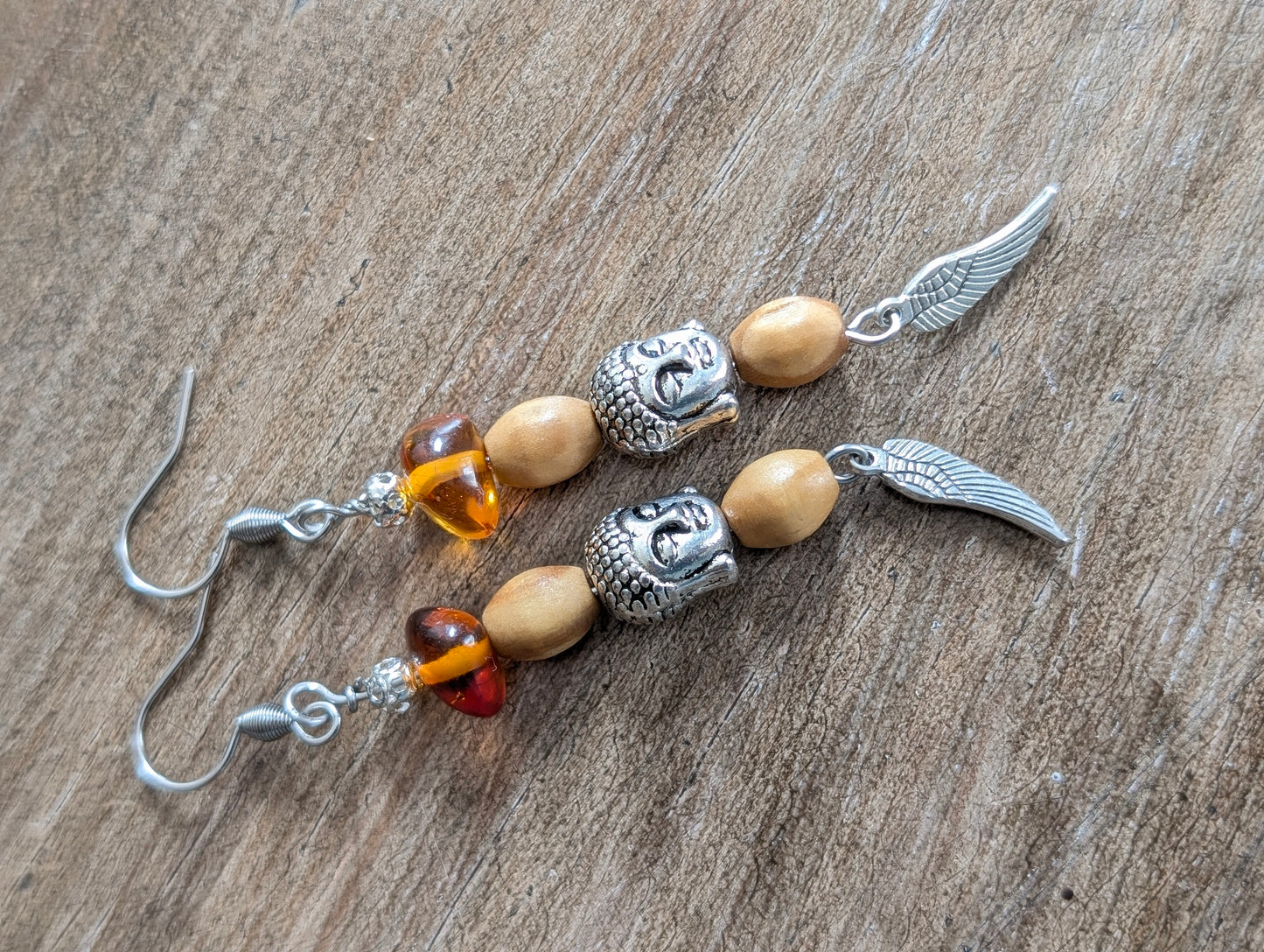 Boucles d'oreilles avec ambre