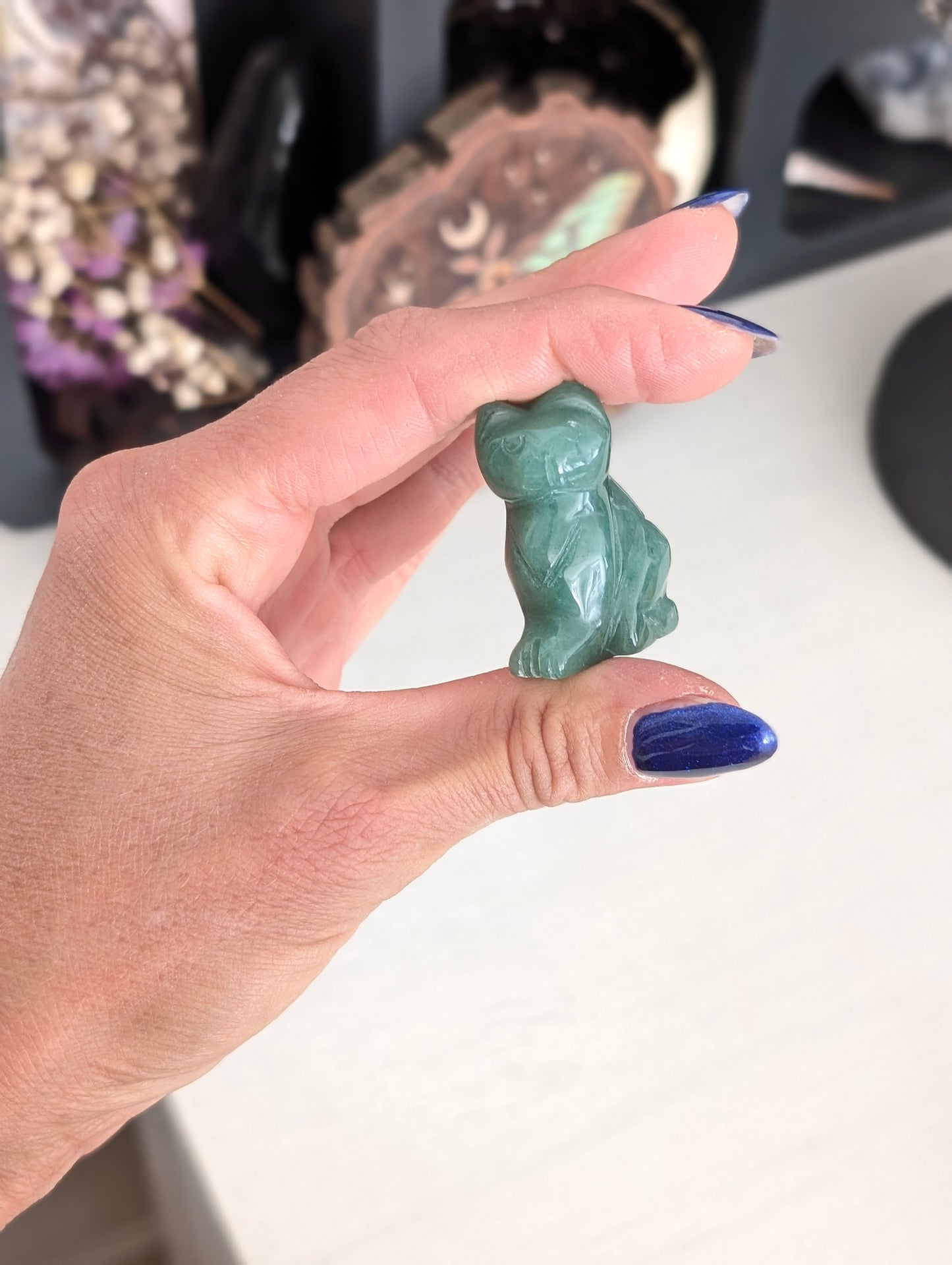 Chat en aventurine verte 4 cm