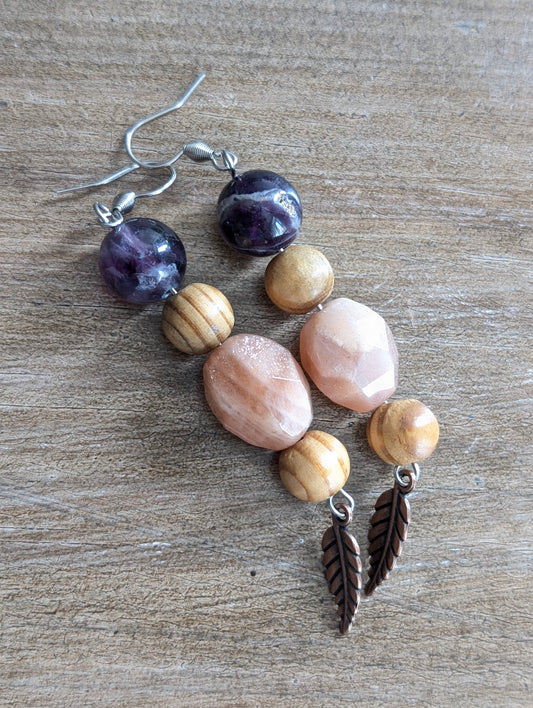 Boucles d'oreilles pierre de soleil fluorite
