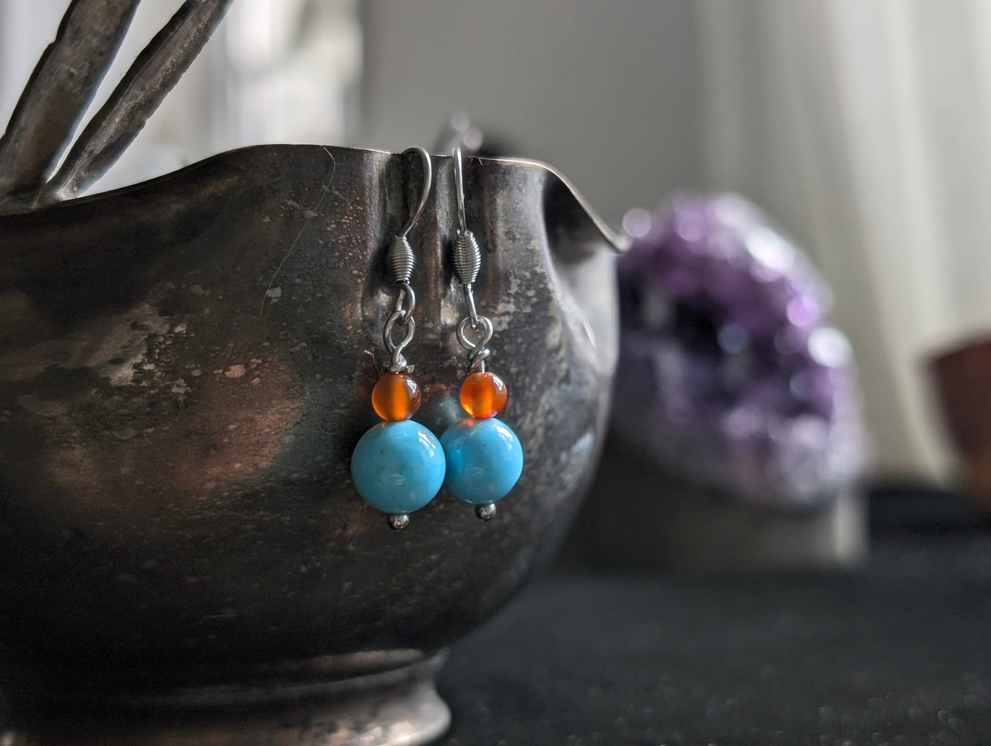 Boucles d'oreilles fantaisie cornaline