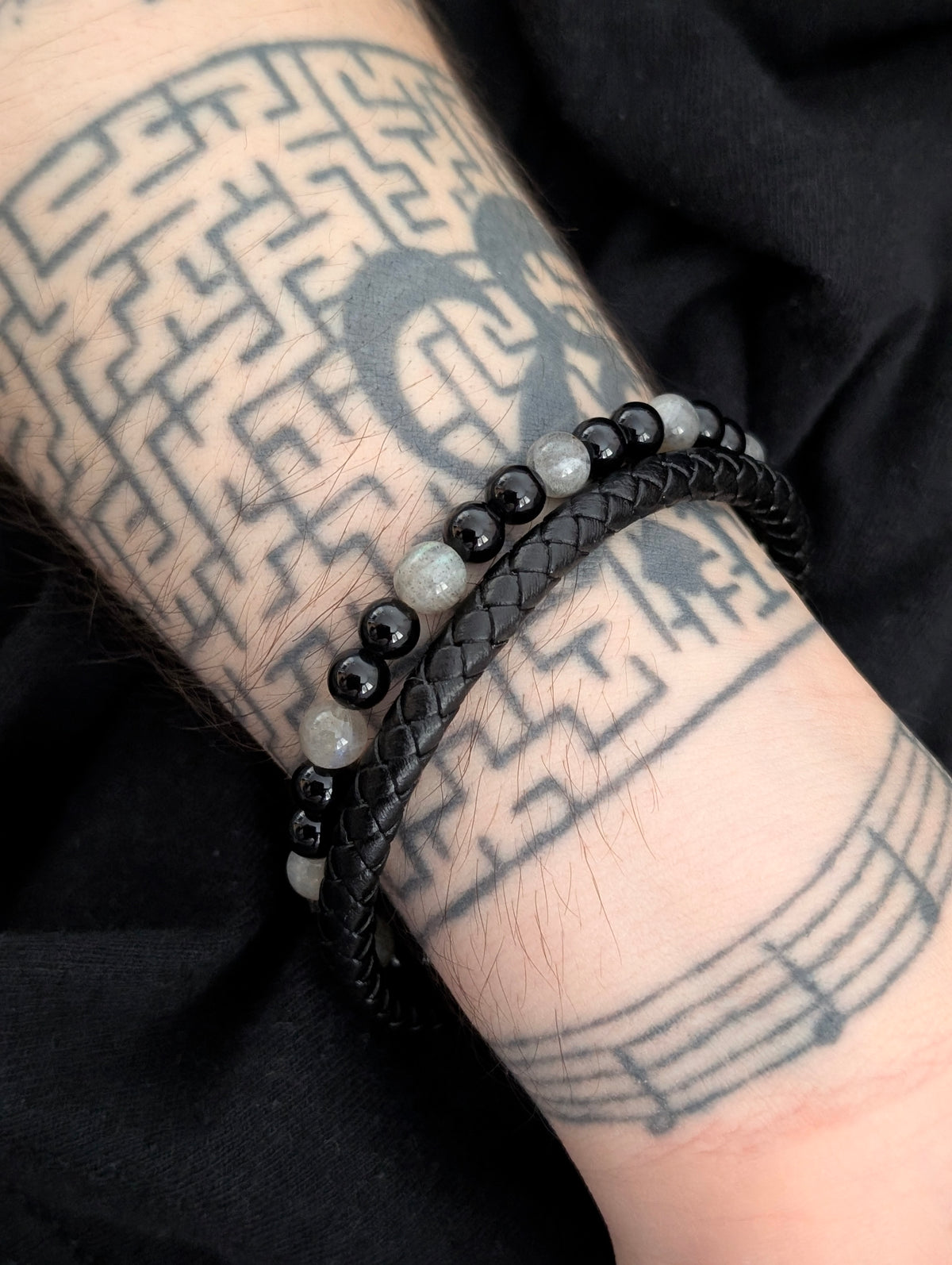Bracelet inox 18 cm labradorite onyx