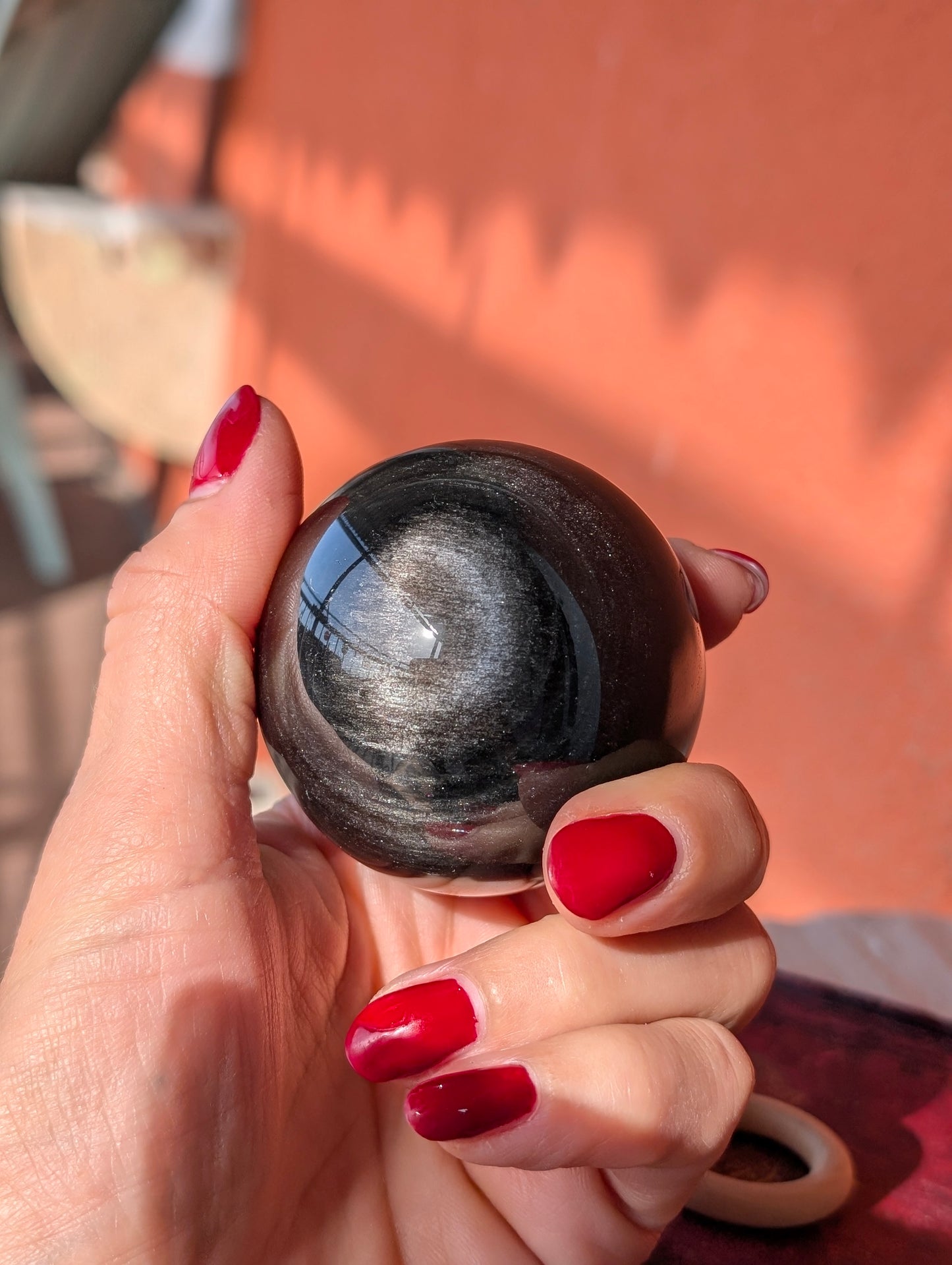 Sphère obsidienne argentée 5.6 cm