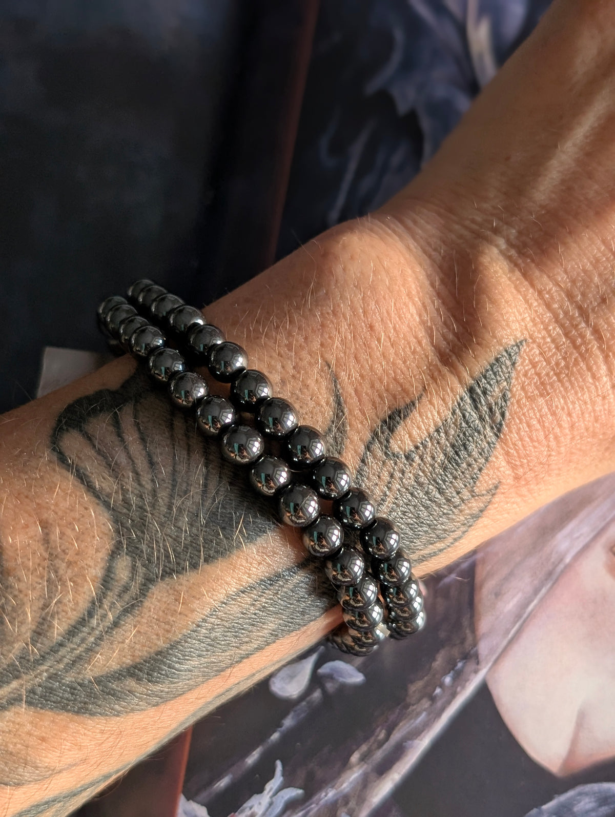 Bracelet homme ou femme hématite 6 mm 16 cm