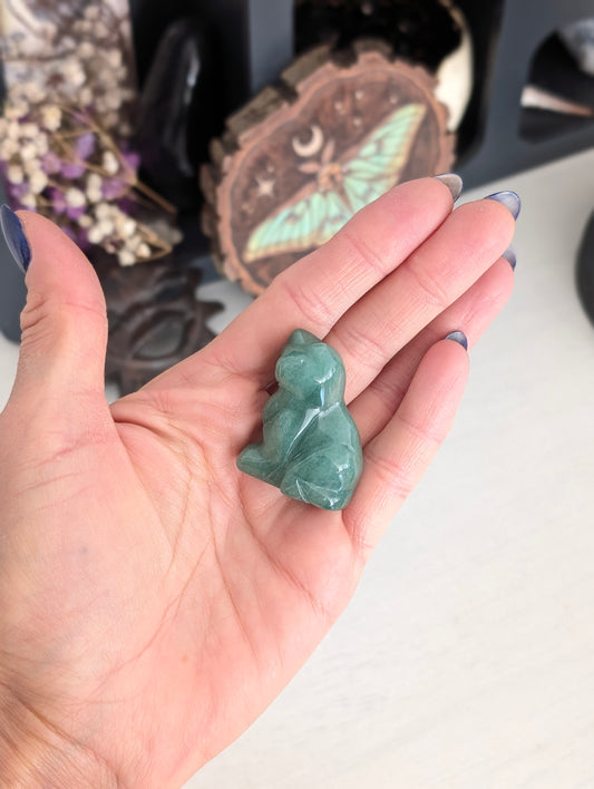 Chat en aventurine verte 4 cm