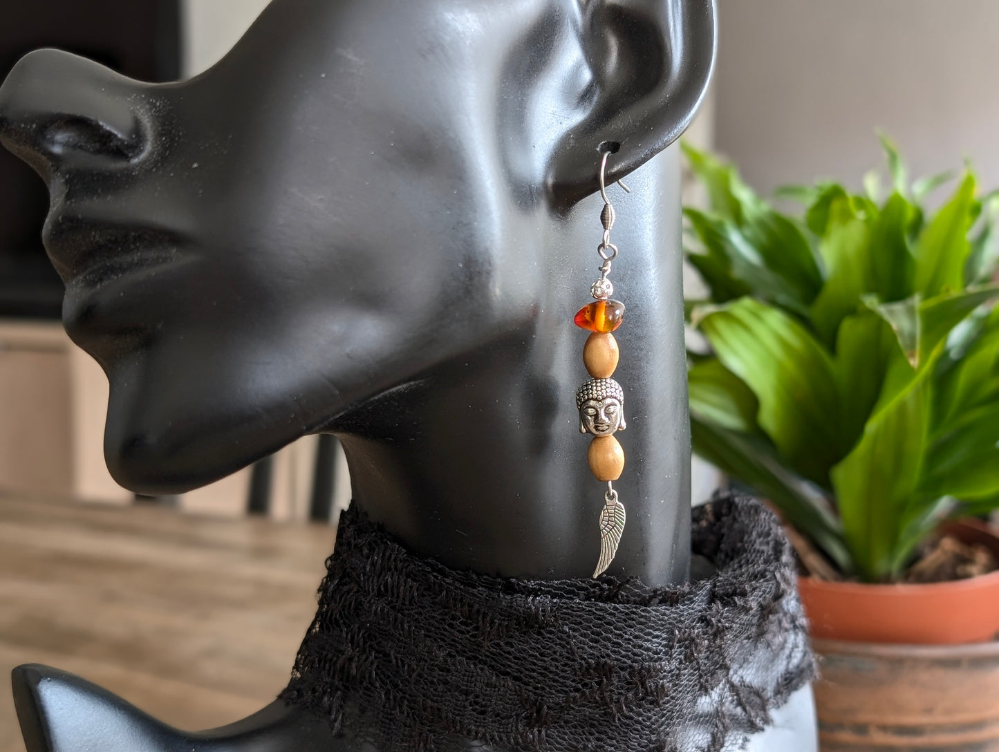 Boucles d'oreilles avec ambre