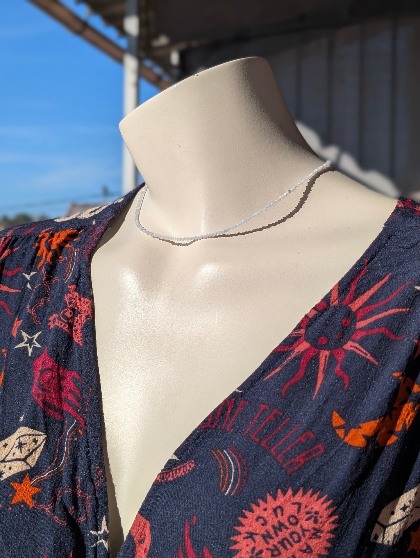 Collier ras du cou aigue marine