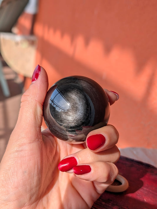 Sphère obsidienne argentée 5.6 cm