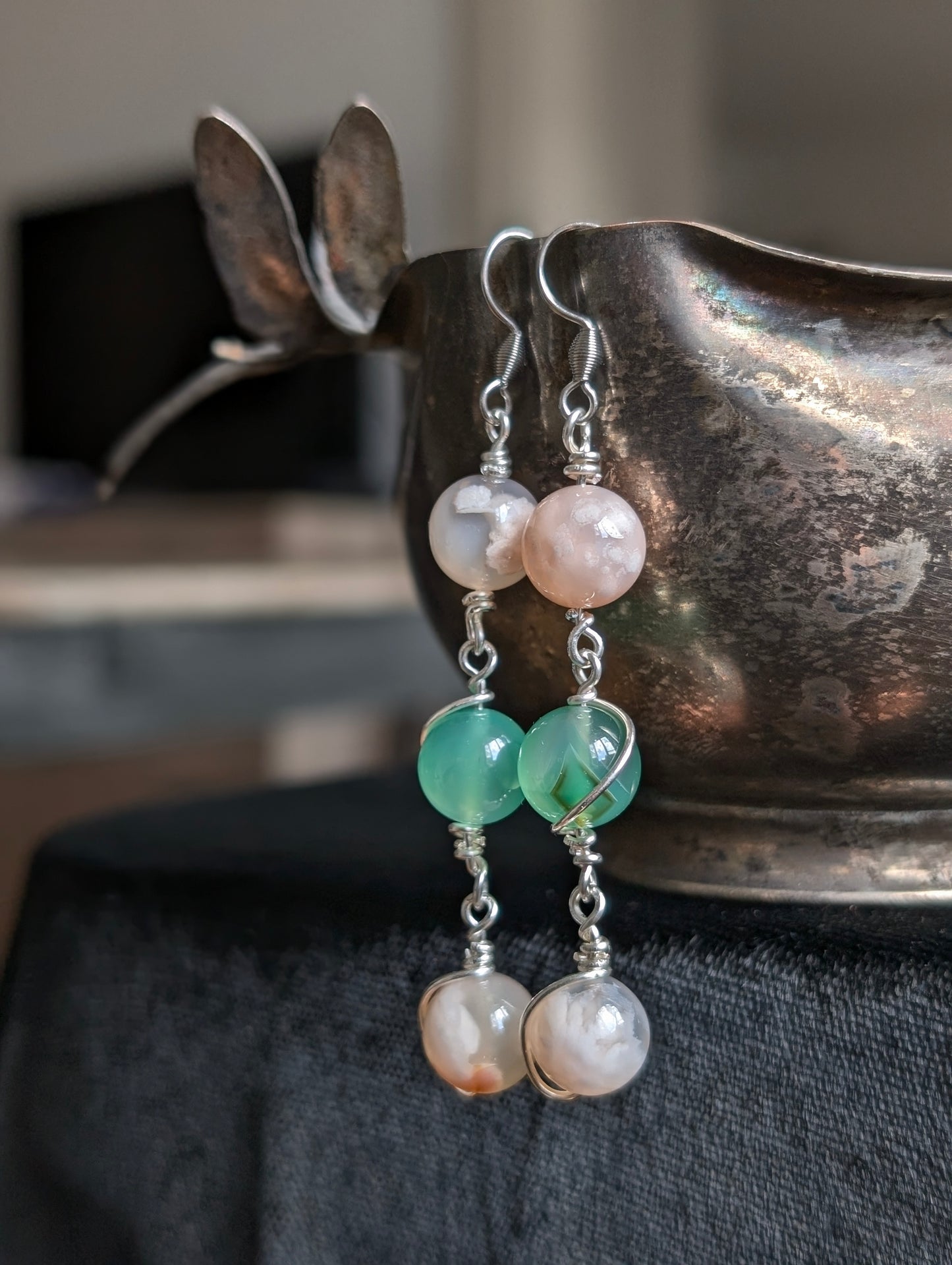 Boucles d'oreilles agates sakura