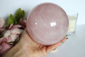 1 sphère en quartz rose XXL 13 cm