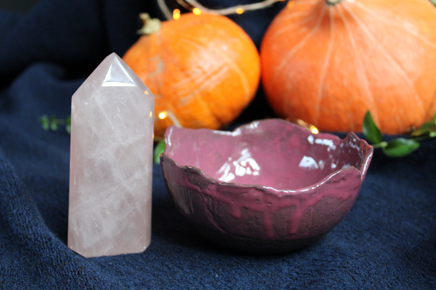 Lot mariage poterie locale et pointe de quartz rose - COLIS