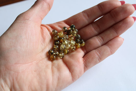 6 perles en ambre vert 6 - 7 mm Lituanie * ambre certifié