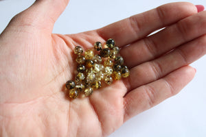 6 perles en ambre vert 6 - 7 mm Lituanie * ambre certifié