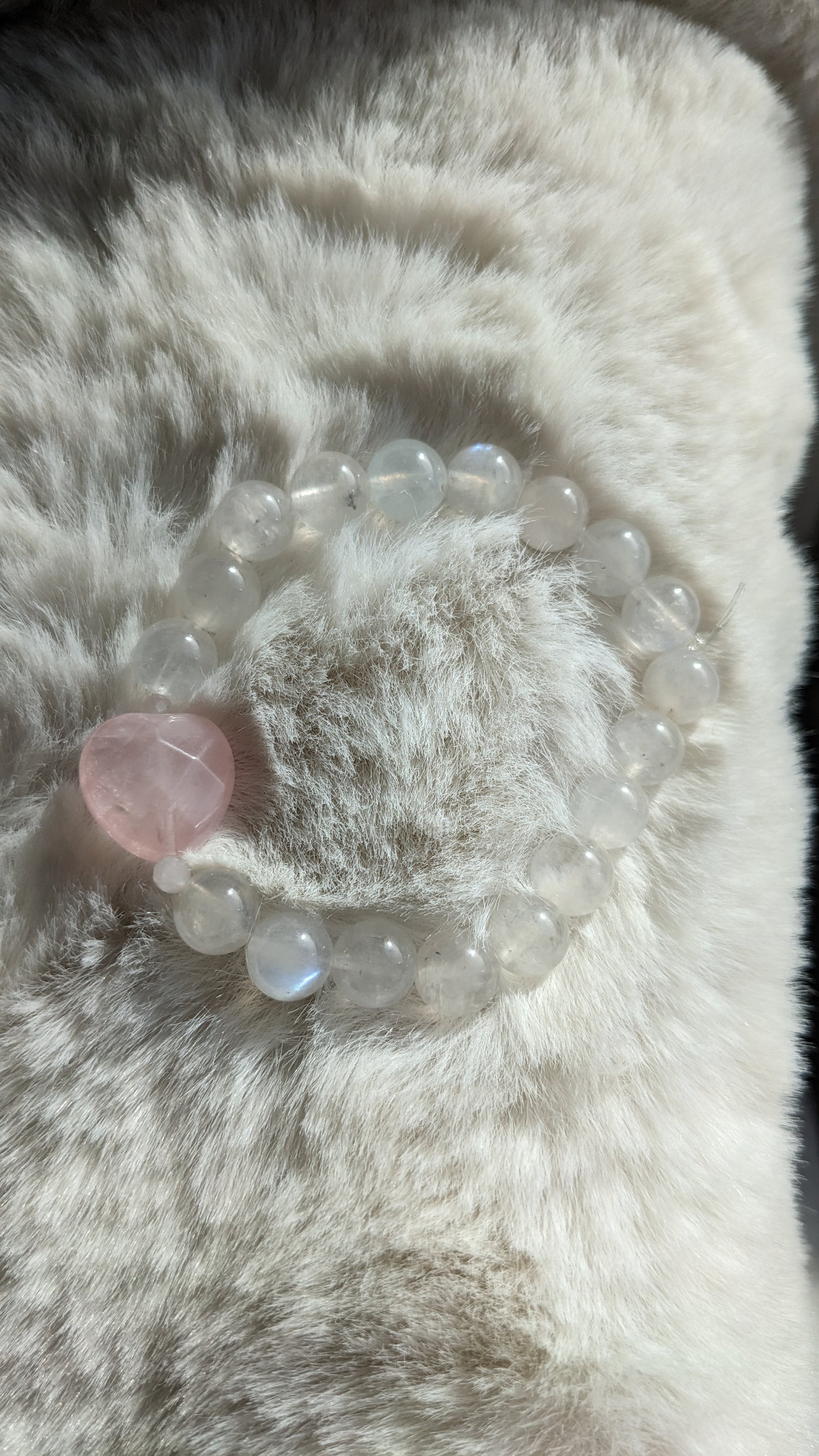 Bracelet labradorite blanche quartz rose